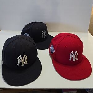 NY Yankees Baseball Cap Lot Of 3 Red Cap Is 1998 World Series Commemoration
